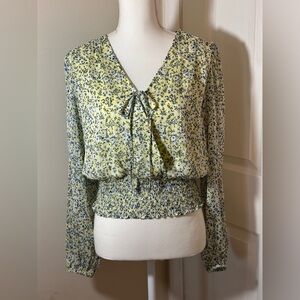 autres filles cross over tie front floral print blouse.